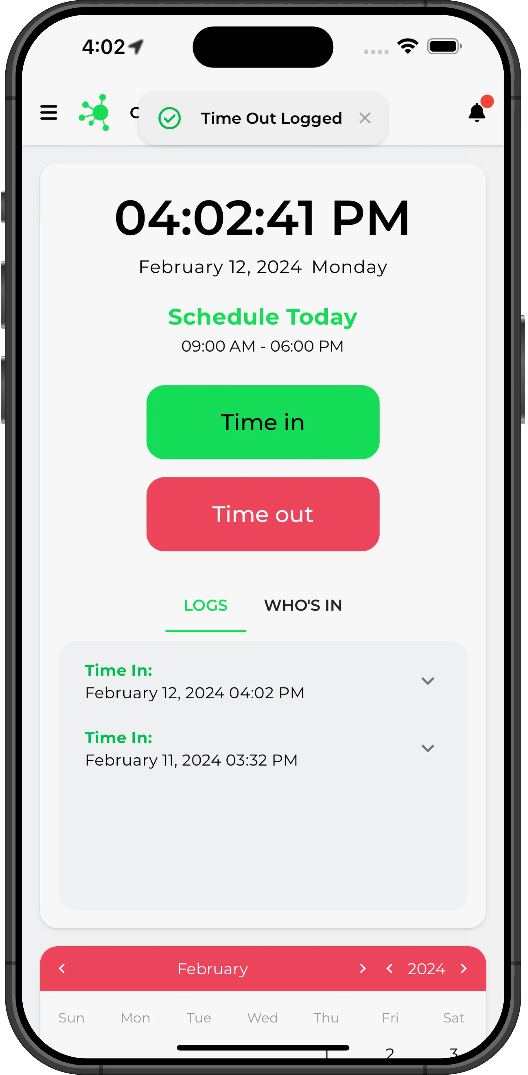 Mobile device display showing the dashboard of Hier ESS in lightmode